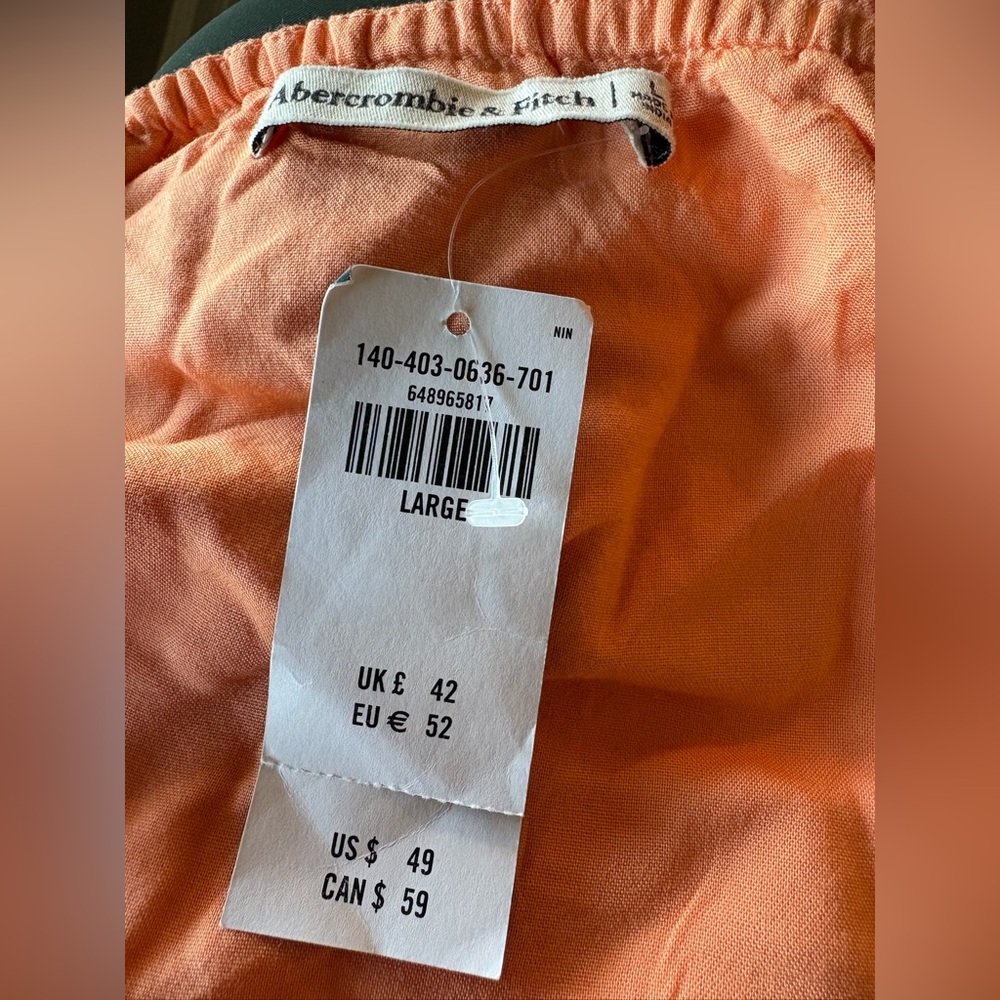 Abercrombie & Fitch Orange Crop Top with Puff Sleeves - Picture 4 of 4